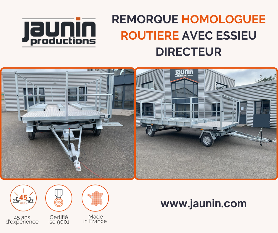 2024 - Remorque homologuée routière avec essieu directeur