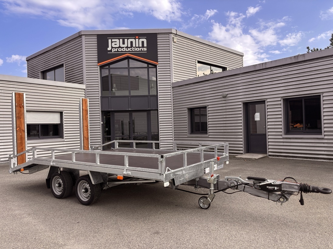 4PLASR180017 - Remorque porte-engin 3,5 tonnes roues sous plateau avec pan coupé